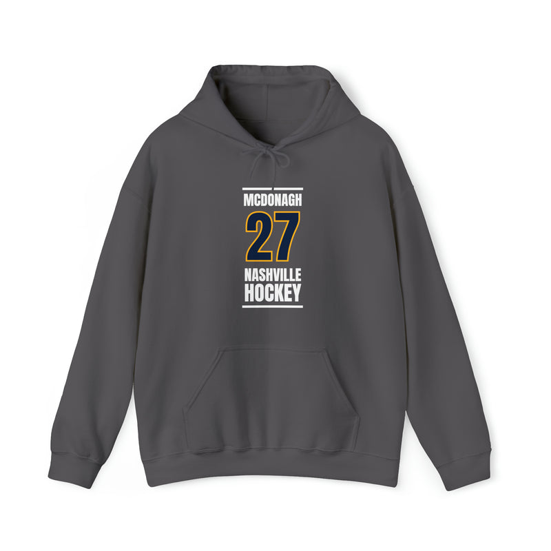 McDonagh 27 Nashville Hockey Navy Blue Vertical Design Unisex Hooded Sweatshirt