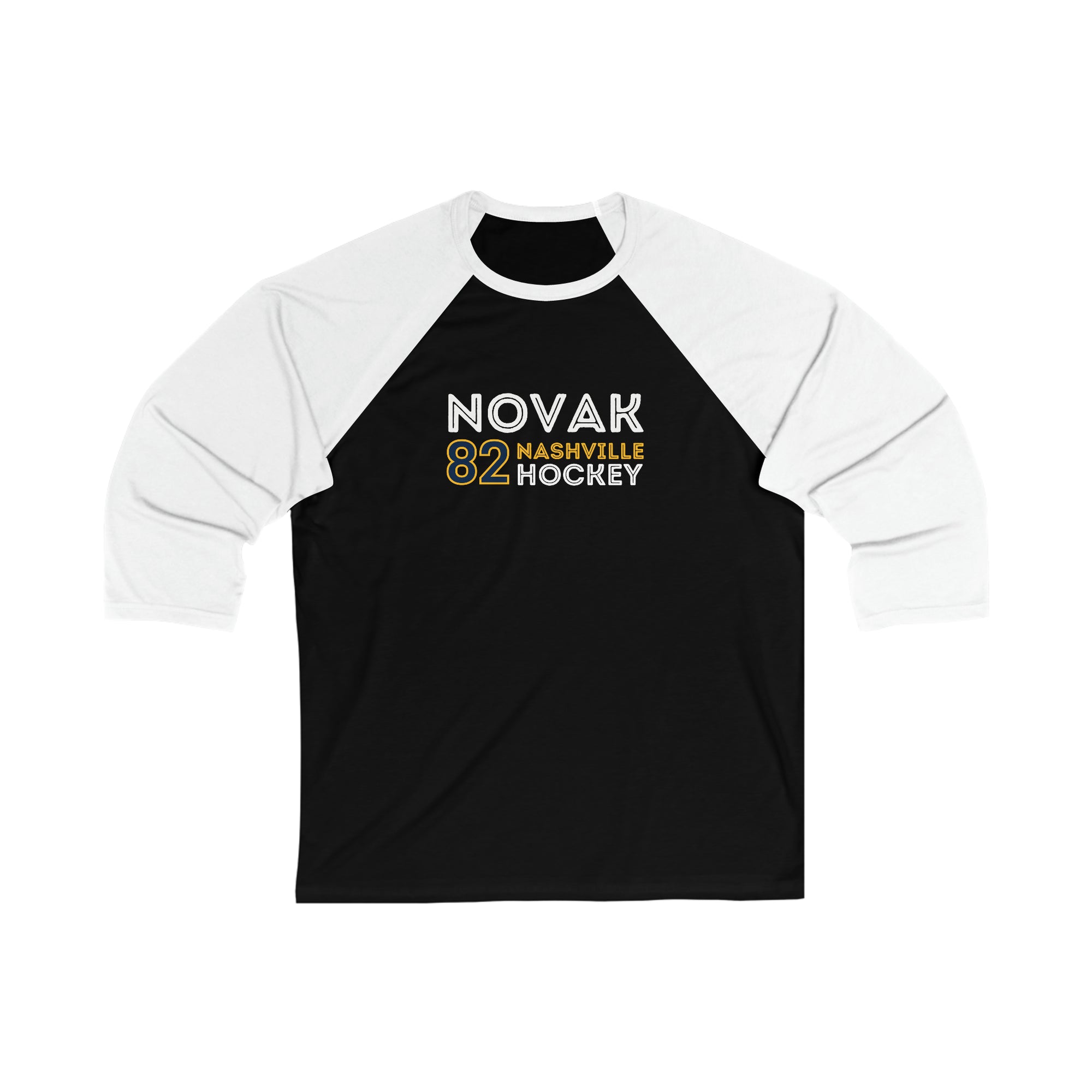 Novak 82 Nashville Hockey Grafitti Wall Design Unisex Tri-Blend 3/4 Sleeve Raglan Baseball Shirt