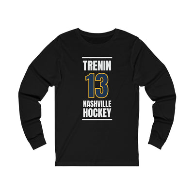 Trenin 13 Nashville Hockey Navy Blue Vertical Design Unisex Jersey Long Sleeve Shirt