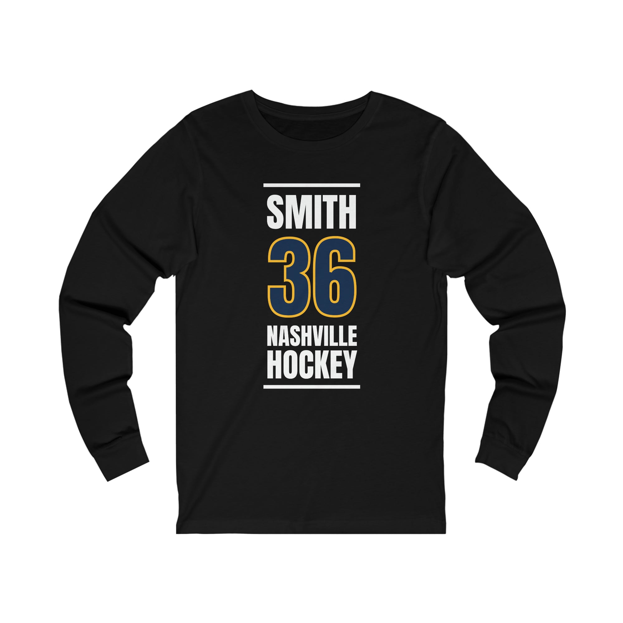 Smith 36 Nashville Hockey Navy Blue Vertical Design Unisex Jersey Long Sleeve Shirt