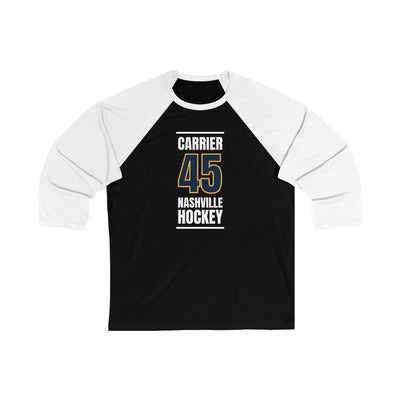 Carrier 45 Nashville Hockey Navy Blue Vertical Design Unisex Tri-Blend 3/4 Sleeve Raglan Baseball Shirt