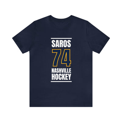 Saros 74 Nashville Hockey Navy Blue Vertical Design Unisex T-Shirt