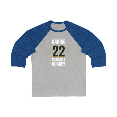Barrie 22 Nashville Hockey Navy Blue Vertical Design Unisex Tri-Blend 3/4 Sleeve Raglan Baseball Shirt