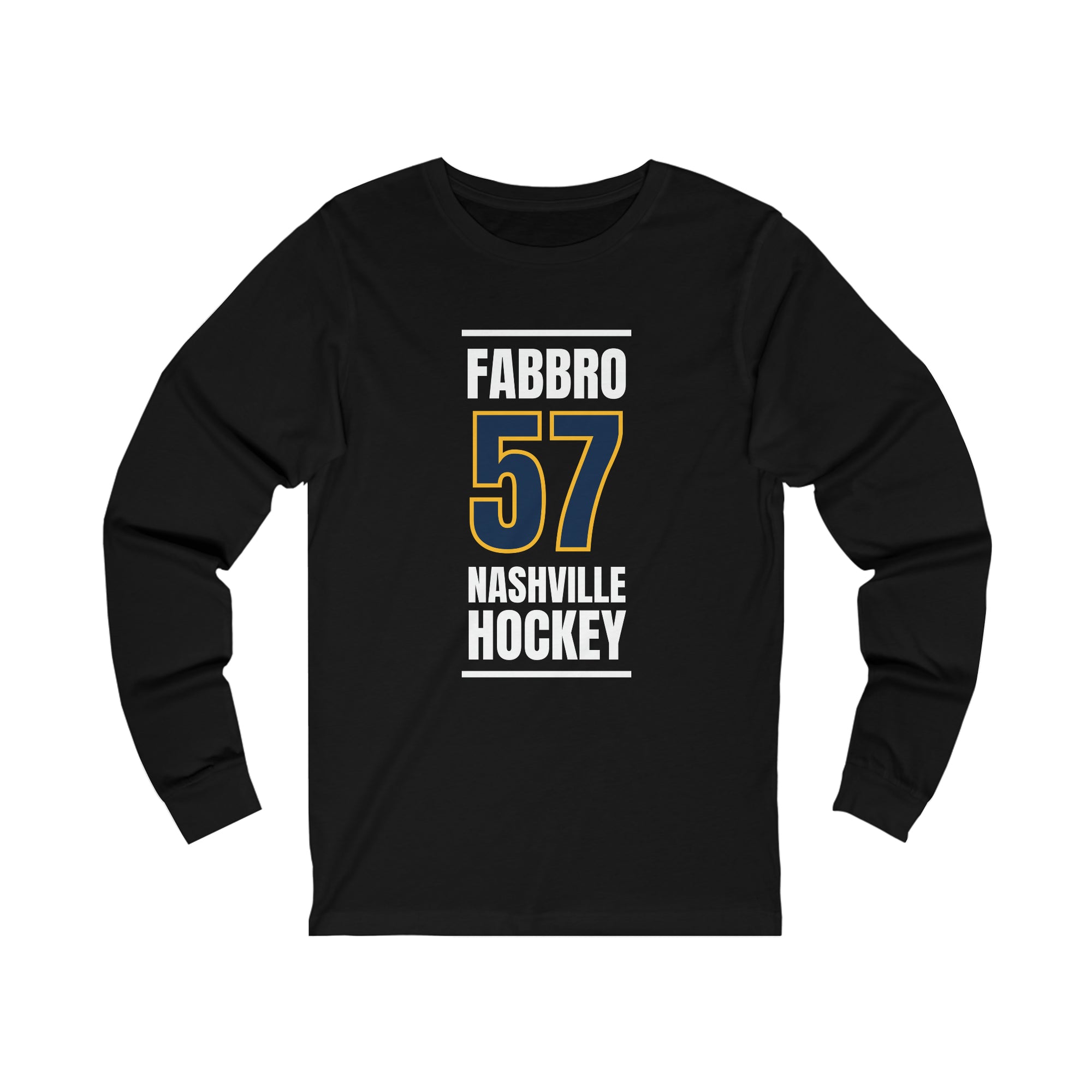 Fabbro 57 Nashville Hockey Navy Blue Vertical Design Unisex Jersey Long Sleeve Shirt