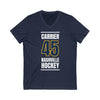 Carrier 45 Nashville Hockey Navy Blue Vertical Design Unisex V-Neck Tee