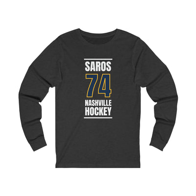 Saros 74 Nashville Hockey Navy Blue Vertical Design Unisex Jersey Long Sleeve Shirt