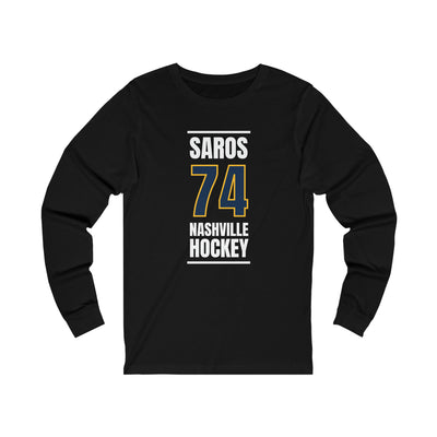 Saros 74 Nashville Hockey Navy Blue Vertical Design Unisex Jersey Long Sleeve Shirt