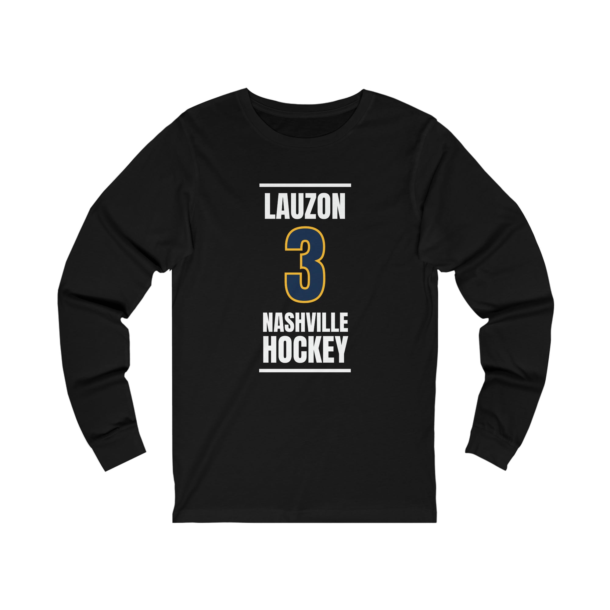 Lauzon 3 Nashville Hockey Navy Blue Vertical Design Unisex Jersey Long Sleeve Shirt