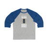 Glass 8 Nashville Hockey Navy Blue Vertical Design Unisex Tri-Blend 3/4 Sleeve Raglan Baseball Shirt