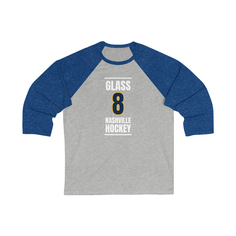Glass 8 Nashville Hockey Navy Blue Vertical Design Unisex Tri-Blend 3/4 Sleeve Raglan Baseball Shirt