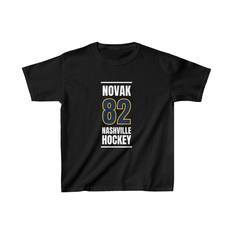 Novak 82 Nashville Hockey Navy Blue Vertical Design Kids Tee