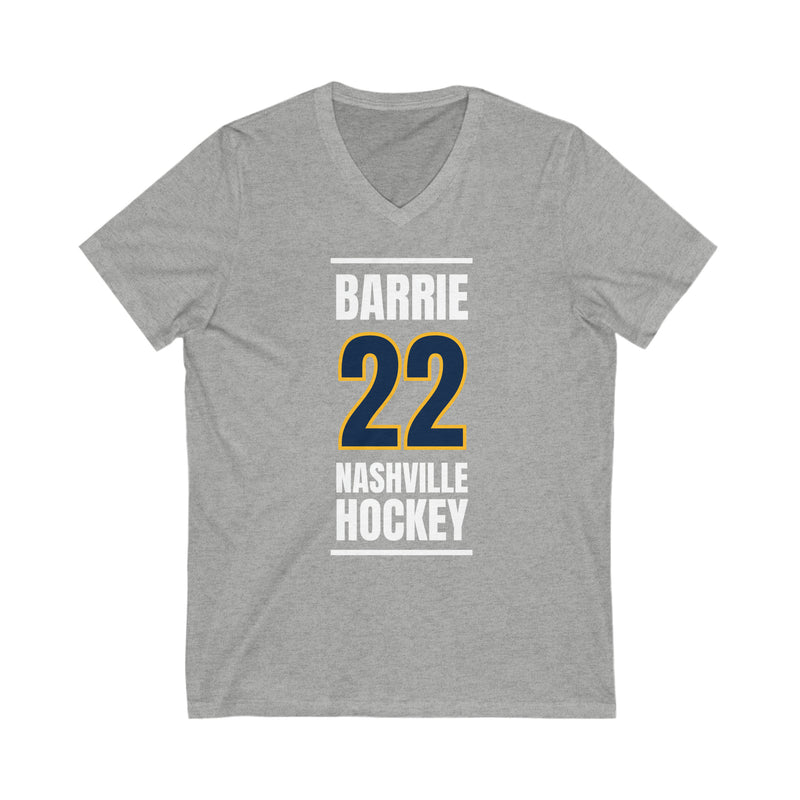 Barrie 22 Nashville Hockey Navy Blue Vertical Design Unisex V-Neck Tee