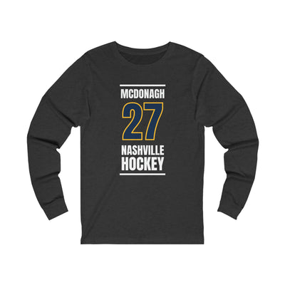 McDonagh 27 Nashville Hockey Navy Blue Vertical Design Unisex Jersey Long Sleeve Shirt