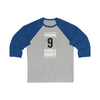 Forsberg 9 Nashville Hockey Navy Blue Vertical Design Unisex Tri-Blend 3/4 Sleeve Raglan Baseball Shirt