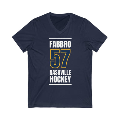 Fabbro 57 Nashville Hockey Navy Blue Vertical Design Unisex V-Neck Tee