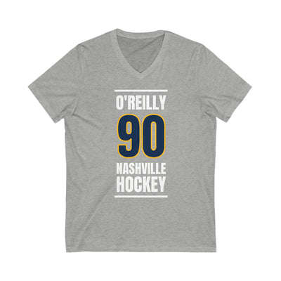 O'Reilly 90 Nashville Hockey Navy Blue Vertical Design Unisex V-Neck Tee