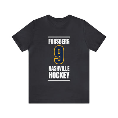 Forsberg 9 Nashville Hockey Navy Blue Vertical Design Unisex T-Shirt