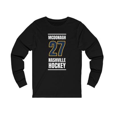 McDonagh 27 Nashville Hockey Navy Blue Vertical Design Unisex Jersey Long Sleeve Shirt