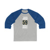 Josi 59 Nashville Hockey Navy Blue Vertical Design Unisex Tri-Blend 3/4 Sleeve Raglan Baseball Shirt