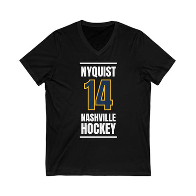Nyquist 14 Nashville Hockey Navy Blue Vertical Design Unisex V-Neck Tee