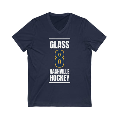 Glass 8 Nashville Hockey Navy Blue Vertical Design Unisex V-Neck Tee