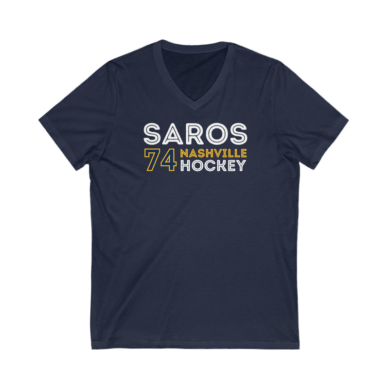 Saros 74 Nashville Hockey Grafitti Wall Design Unisex V-Neck Tee