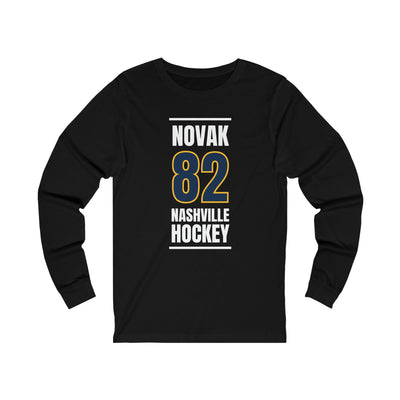 Novak 82 Nashville Hockey Navy Blue Vertical Design Unisex Jersey Long Sleeve Shirt
