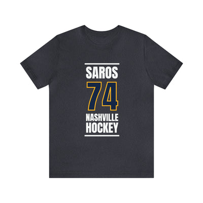 Saros 74 Nashville Hockey Navy Blue Vertical Design Unisex T-Shirt
