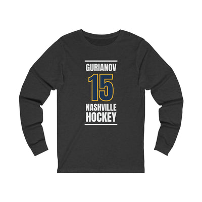 Gurianov 15 Nashville Hockey Navy Blue Vertical Design Unisex Jersey Long Sleeve Shirt