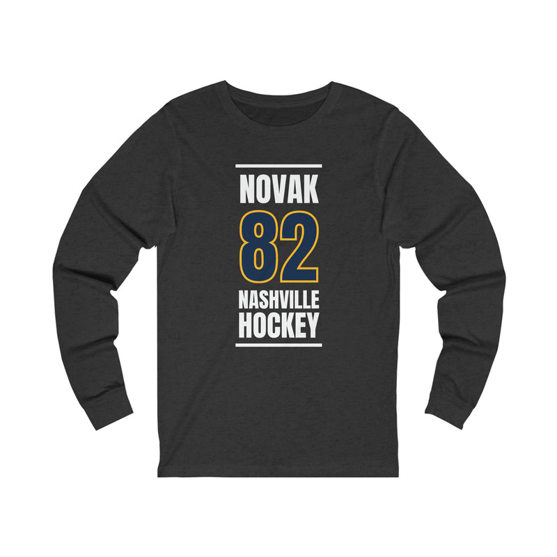 Novak 82 Nashville Hockey Navy Blue Vertical Design Unisex Jersey Long Sleeve Shirt