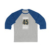 Carrier 45 Nashville Hockey Navy Blue Vertical Design Unisex Tri-Blend 3/4 Sleeve Raglan Baseball Shirt