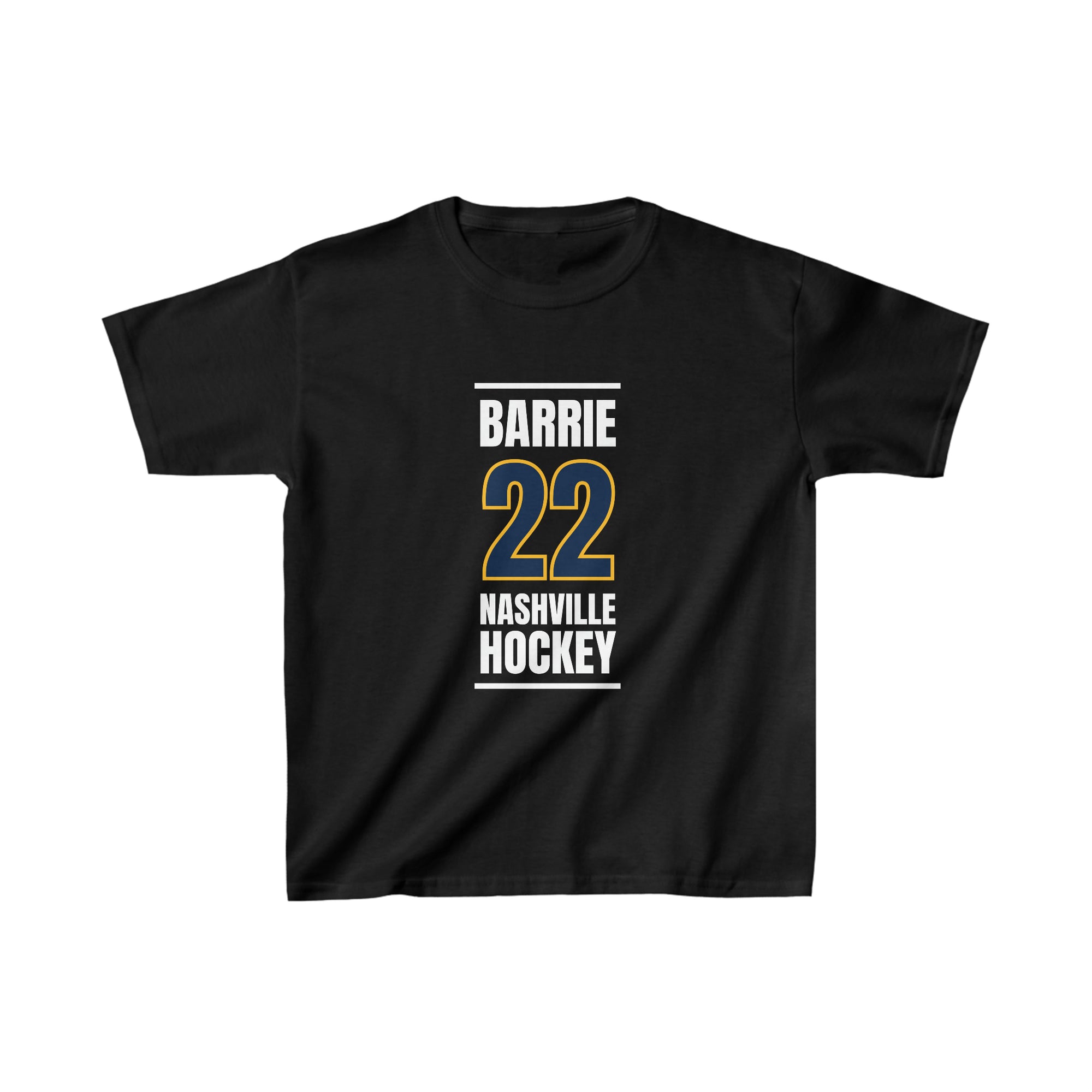 Barrie 22 Nashville Hockey Navy Blue Vertical Design Kids Tee