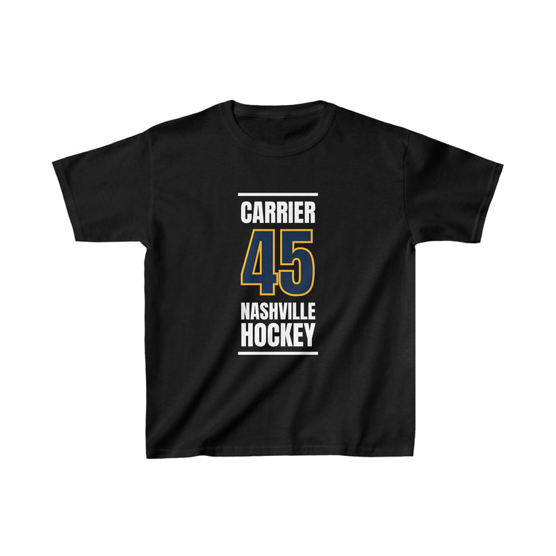 Carrier 45 Nashville Hockey Navy Blue Vertical Design Kids Tee