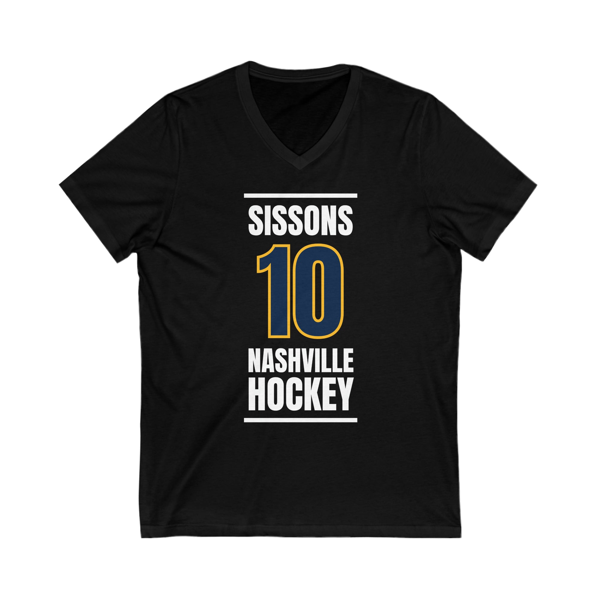 Sissons 10 Nashville Hockey Navy Blue Vertical Design Unisex V-Neck Tee