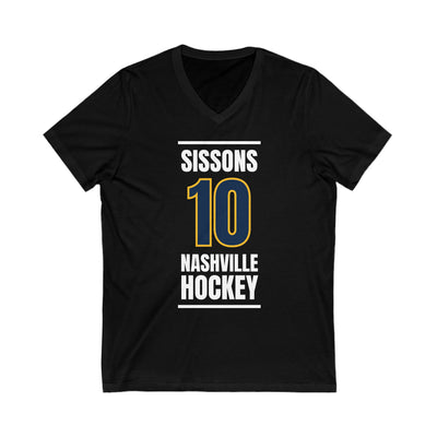 Sissons 10 Nashville Hockey Navy Blue Vertical Design Unisex V-Neck Tee