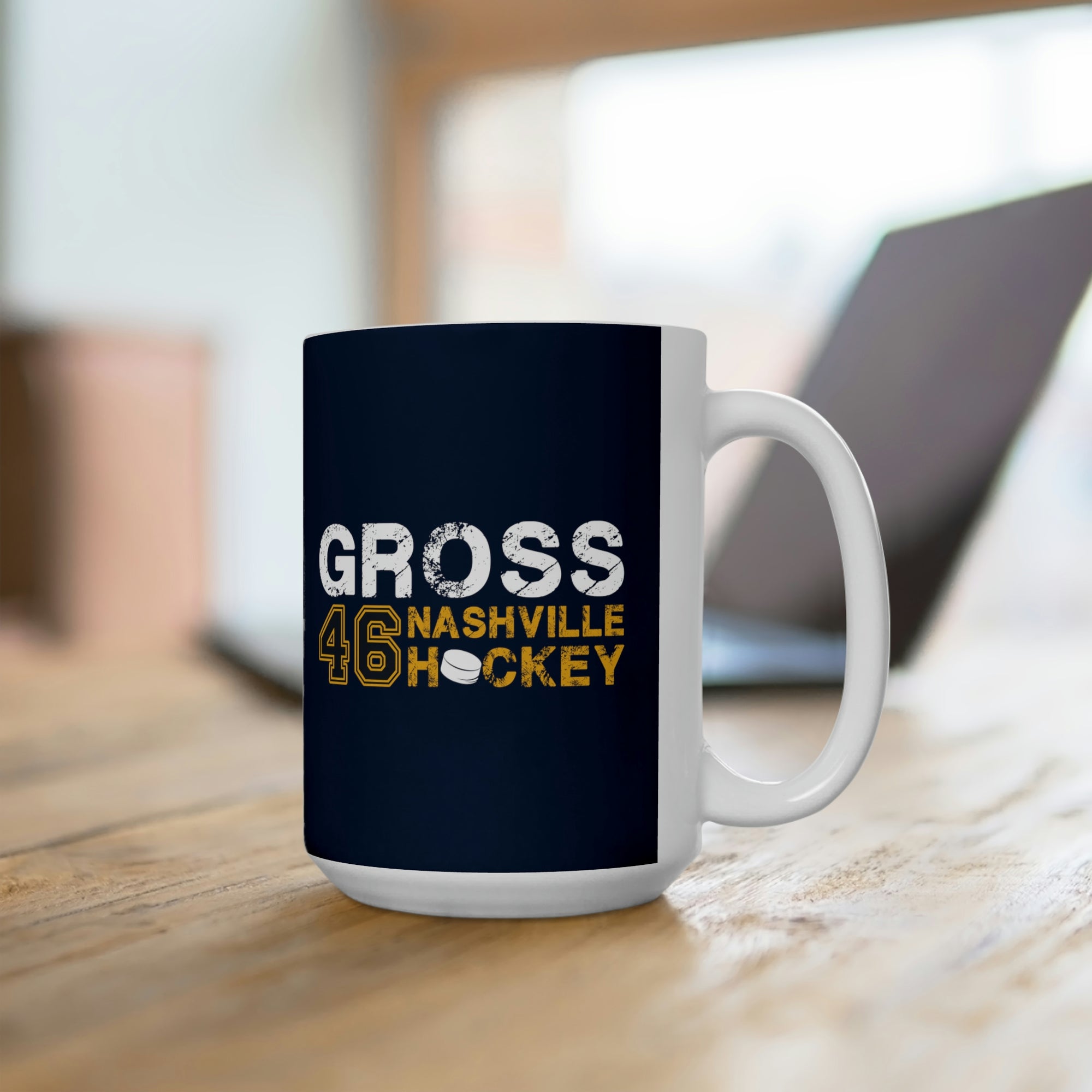 Gross 46 Nashville Hockey Ceramic Coffee Mug In Navy Blue, 15oz