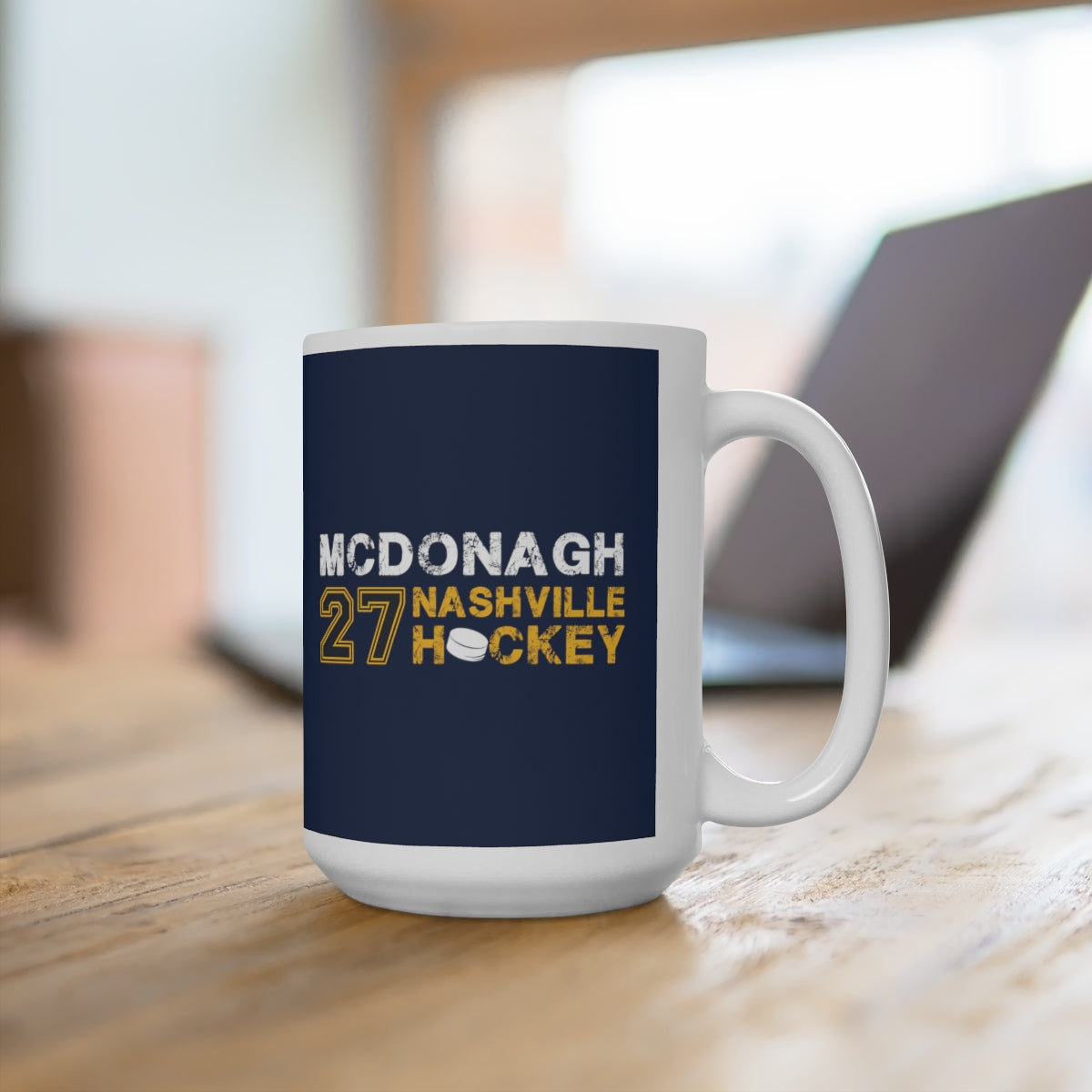 McDonagh 27 Nashville Hockey Ceramic Coffee Mug In Navy Blue, 15oz