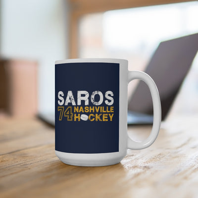Saros 74 Nashville Hockey Ceramic Coffee Mug In Navy Blue, 15oz